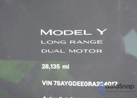 2024 Tesla Model Y Long Range Dual Motor All-Wheel Drive из США, поврежденный, VIN 7SAYGDEE0RA234017